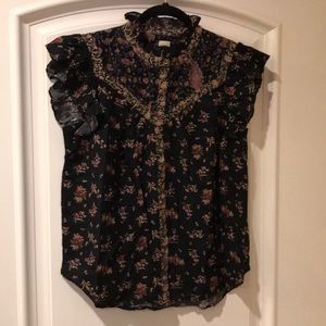 LA VIE Rebecca Taylor SL print mix top size XS